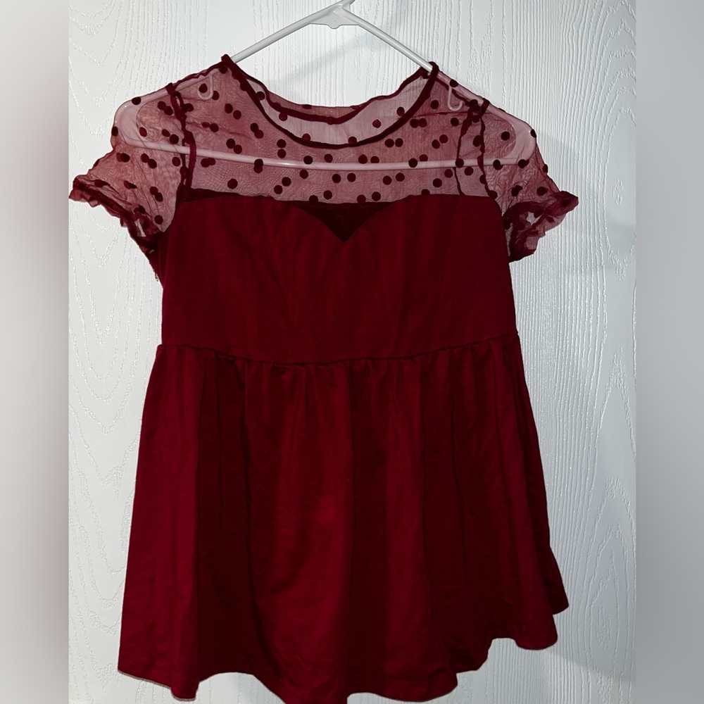 Women's Maternity Blouse Contrast Mesh Polka Dots Short Sleeve Shirt Top